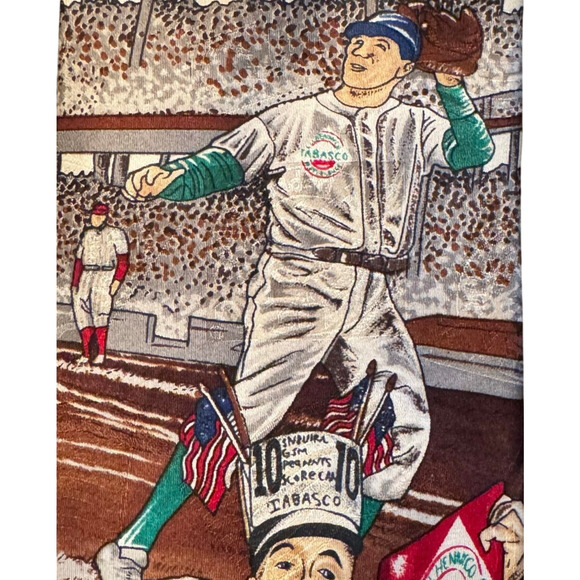 Vintage Tabasco Baseball Novelty Necktie 100% Silk Made in USA 60” x 4” - Picture 5 of 12